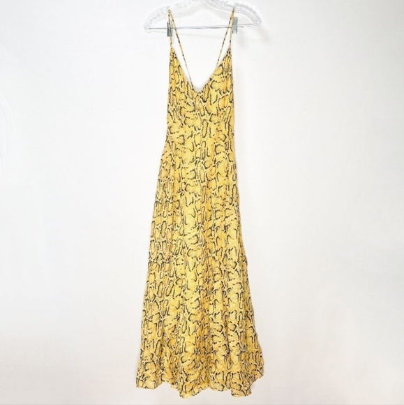 Frame Malibu Python Print Cross Back Maxi Dress in Yellow Size L - Picture 3 of 7